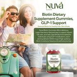 Gros plan sur NuVa Biotin Gummies, complément vegan pour cheveux et peau.