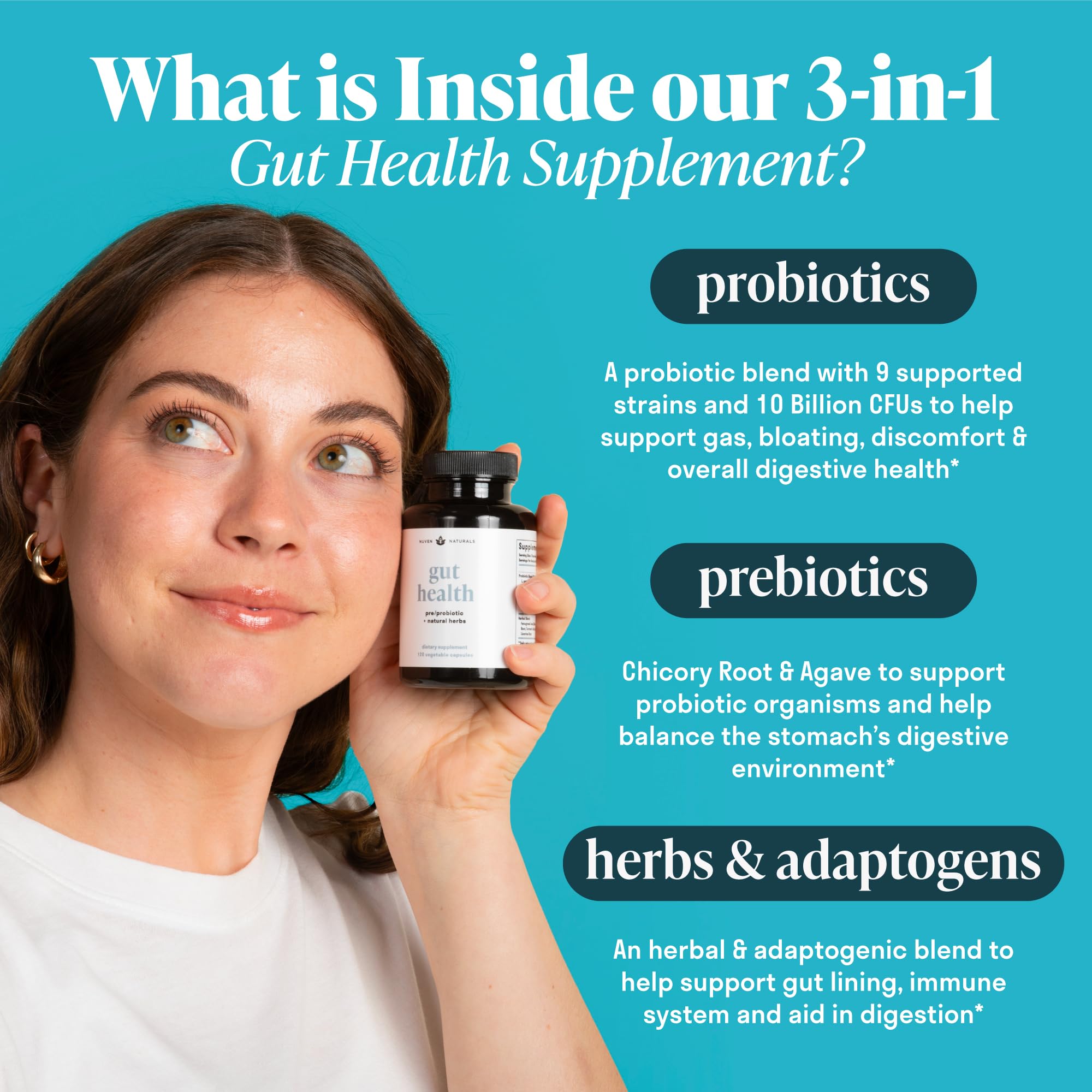 Nuven Naturals Gut Health - Adaptogènes pour un bien-être digestif potentiel