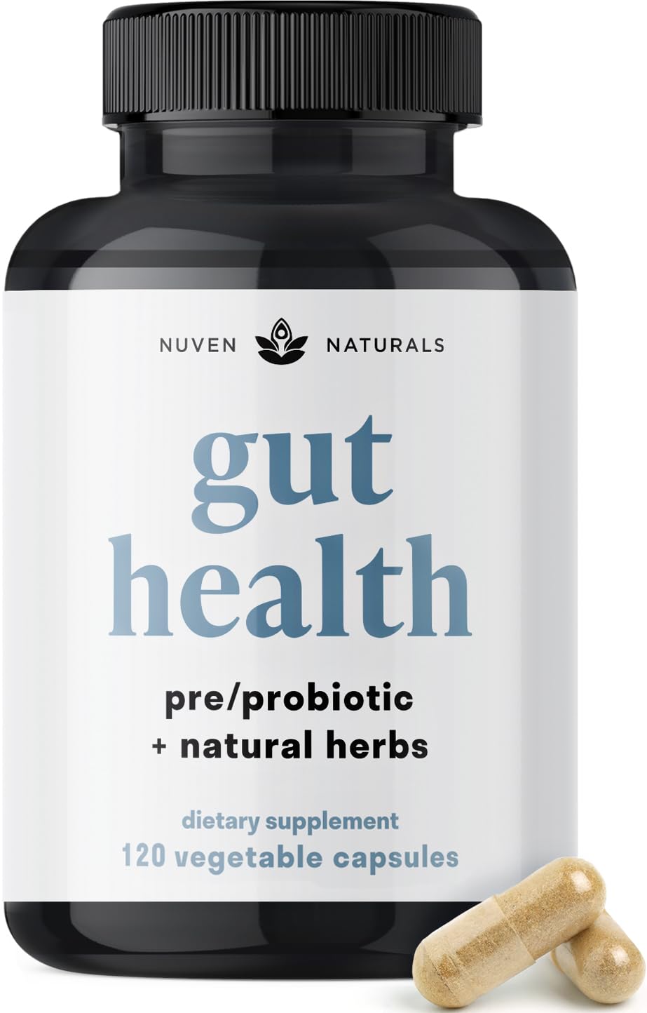 Nuven Naturals Gut Health - Bouteille Probiotiques, soutien quotidien à la flore intestinale