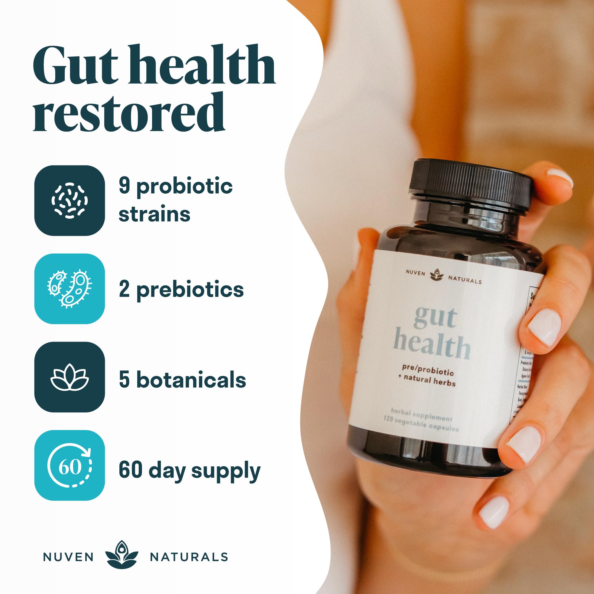 Nuven Naturals Gut Health - Mélange d’herbes pour le confort digestif