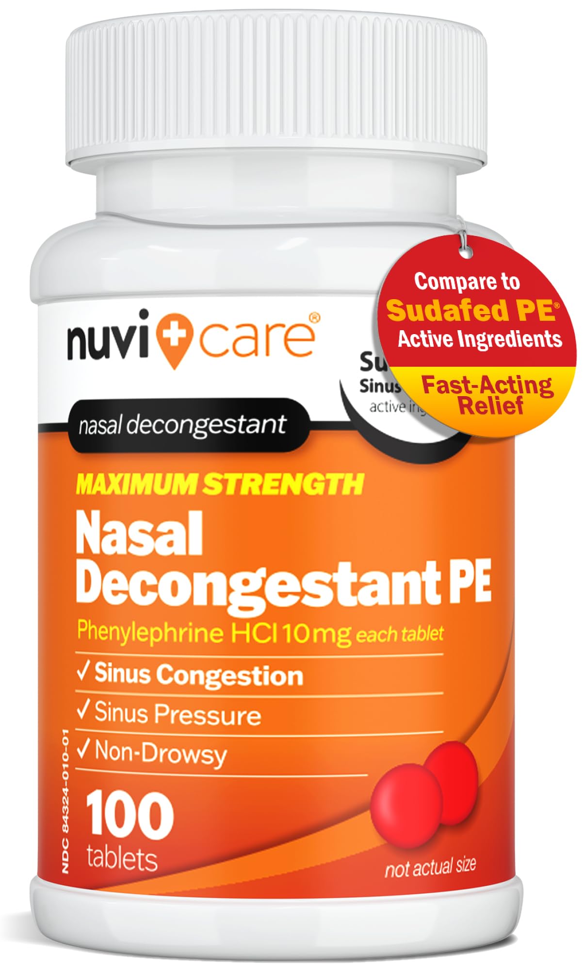 NUVICARE Max Strength PE – bouteille pratique, soulage la congestion nasale.