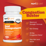 NUVICARE Max Strength PE – étiquette indiquant dosage et usages.