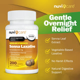 Étiquette NUVICARE Senna montrant 8,6 mg de sennosides.