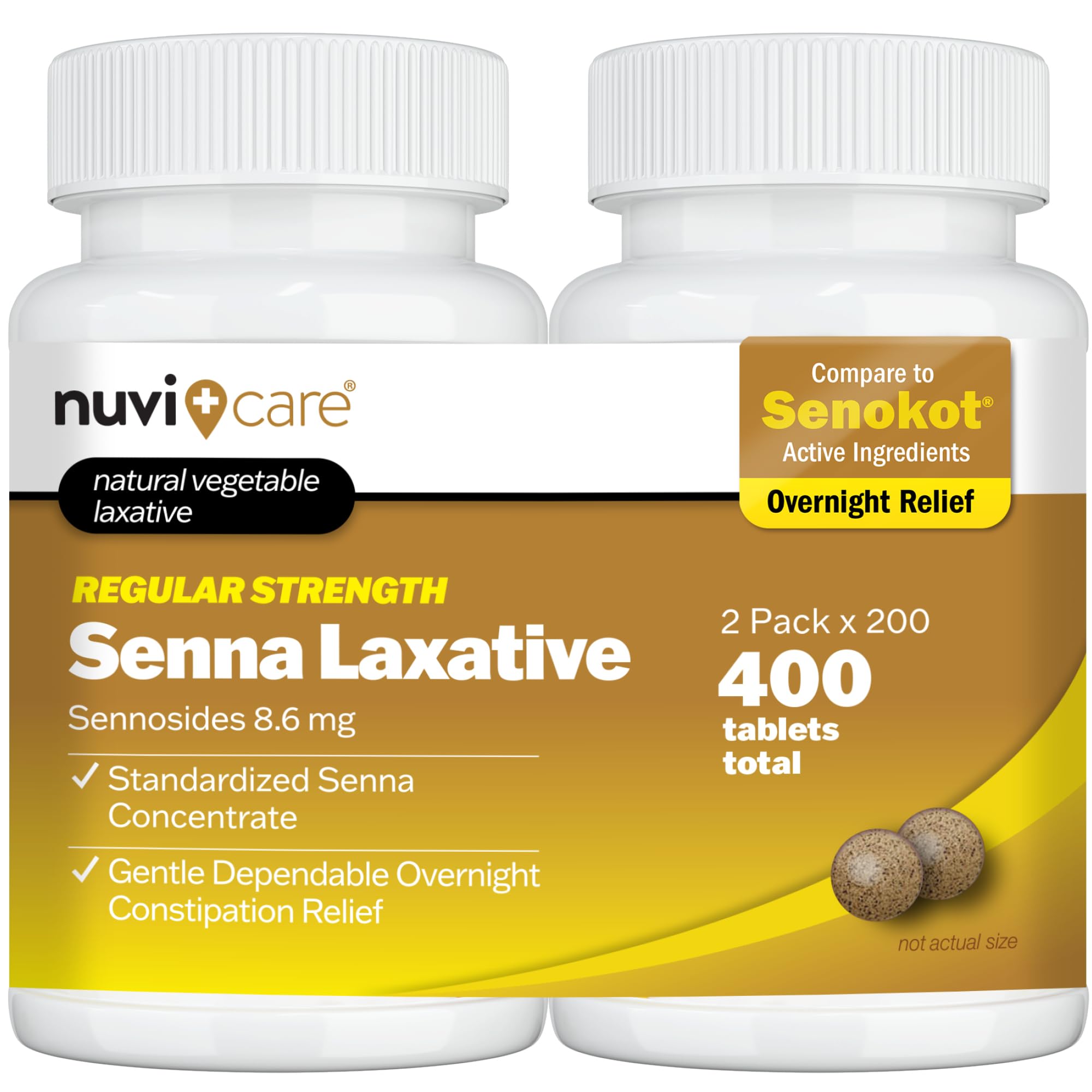 NUVICARE Senna comprimés – bouteille avec laxatif végétal pour constipation occasionnelle.