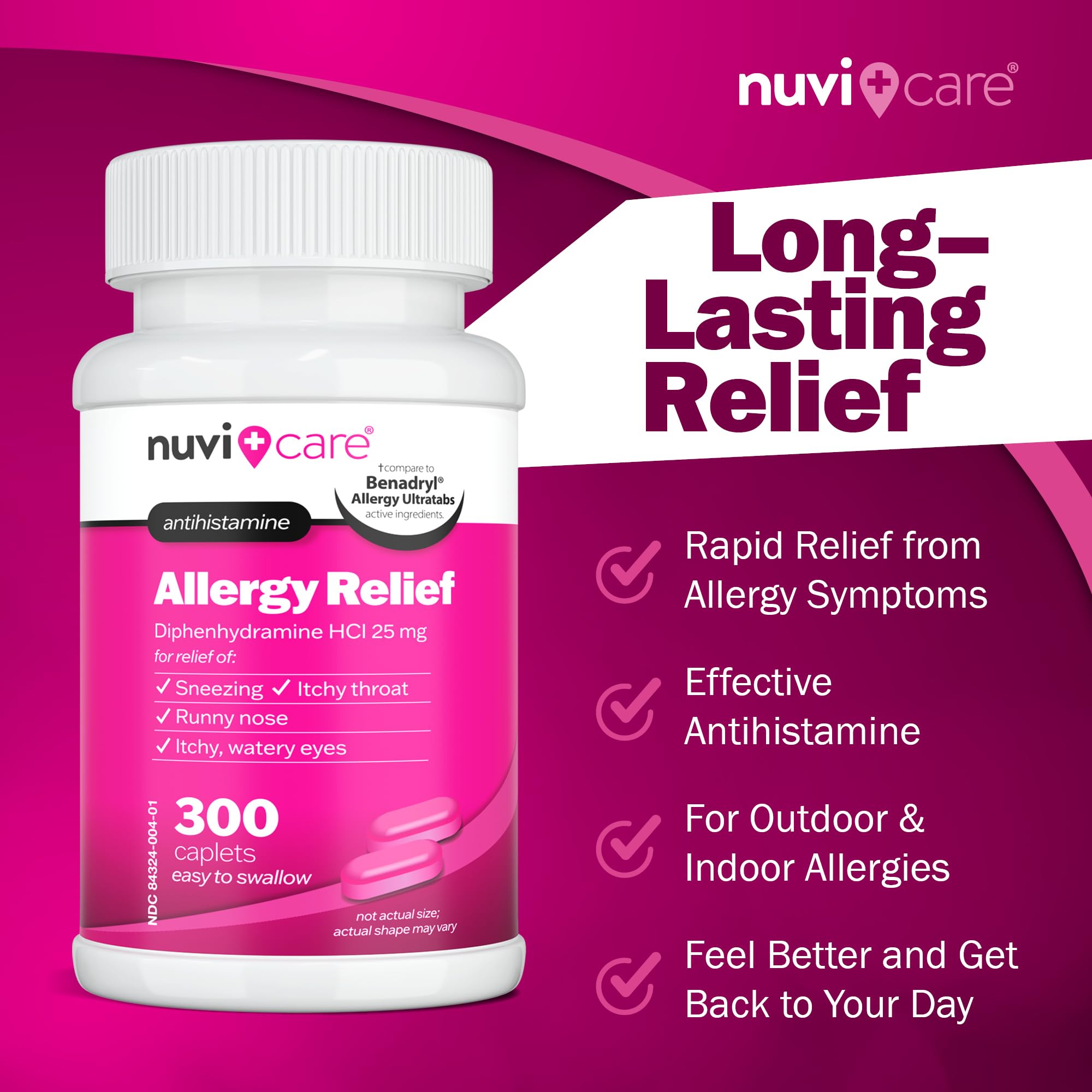 NUVICARE – comprimés allergie action rapide pour nez qui coule et éternuements.