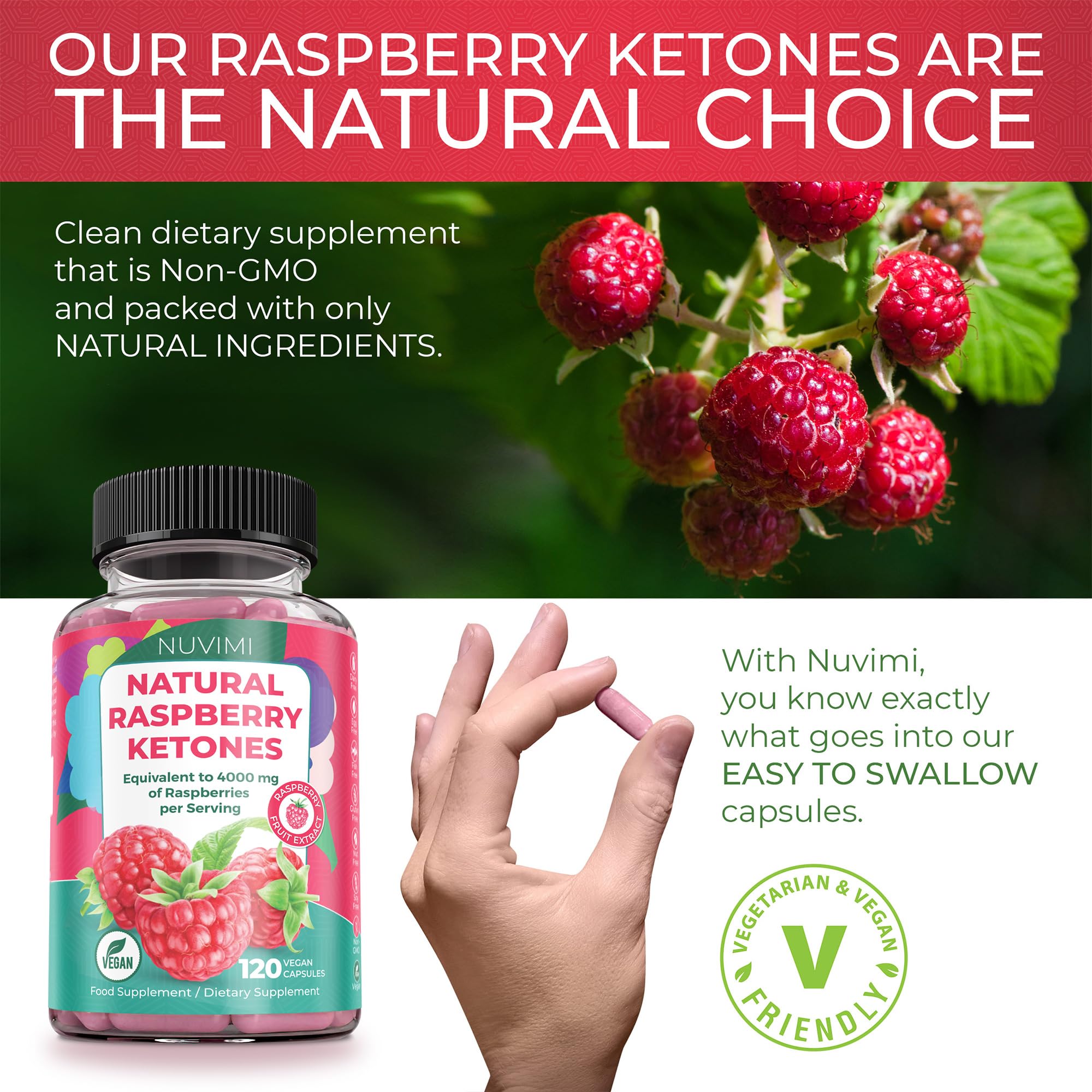 NUVIMI Cétone Framboise: étiquette lisible et emballage clair pour le suivi quotidien.