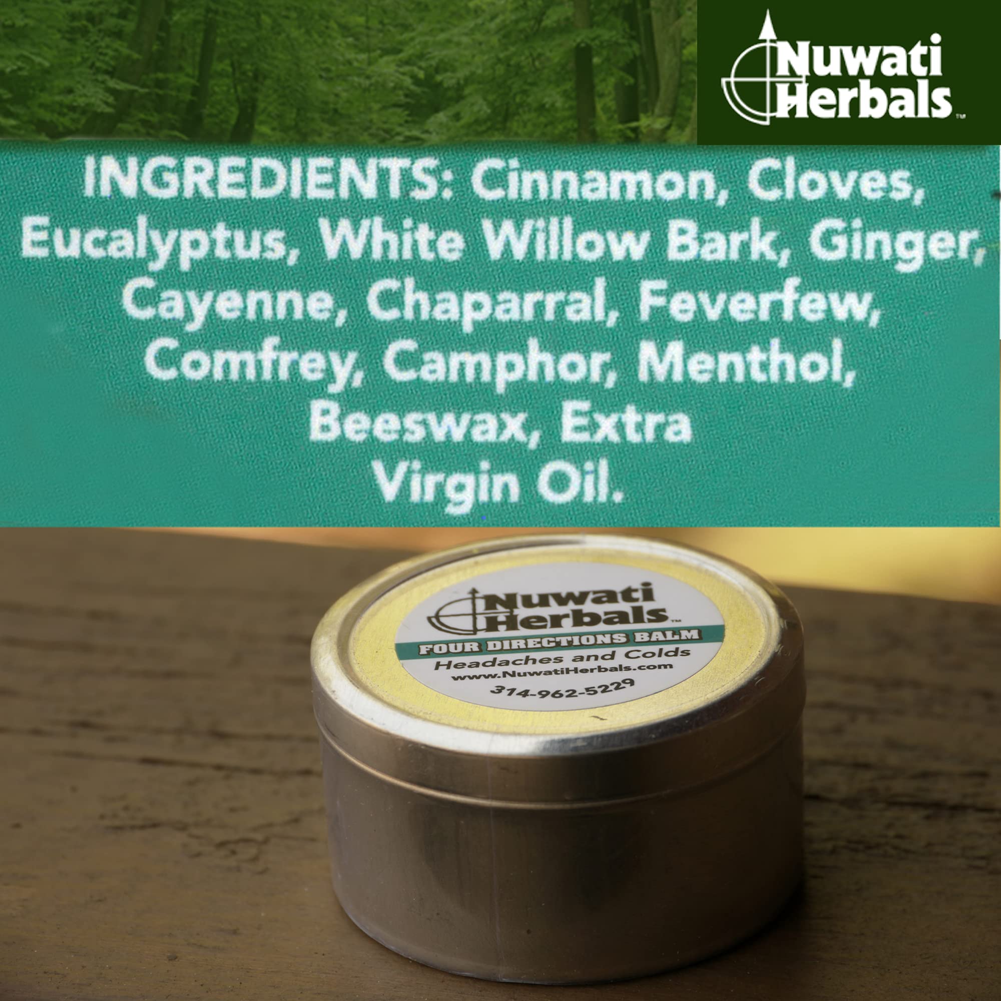 Nuwati Herbals Baume Quatre Directions Camphre offre chaleur et réconfort cutané