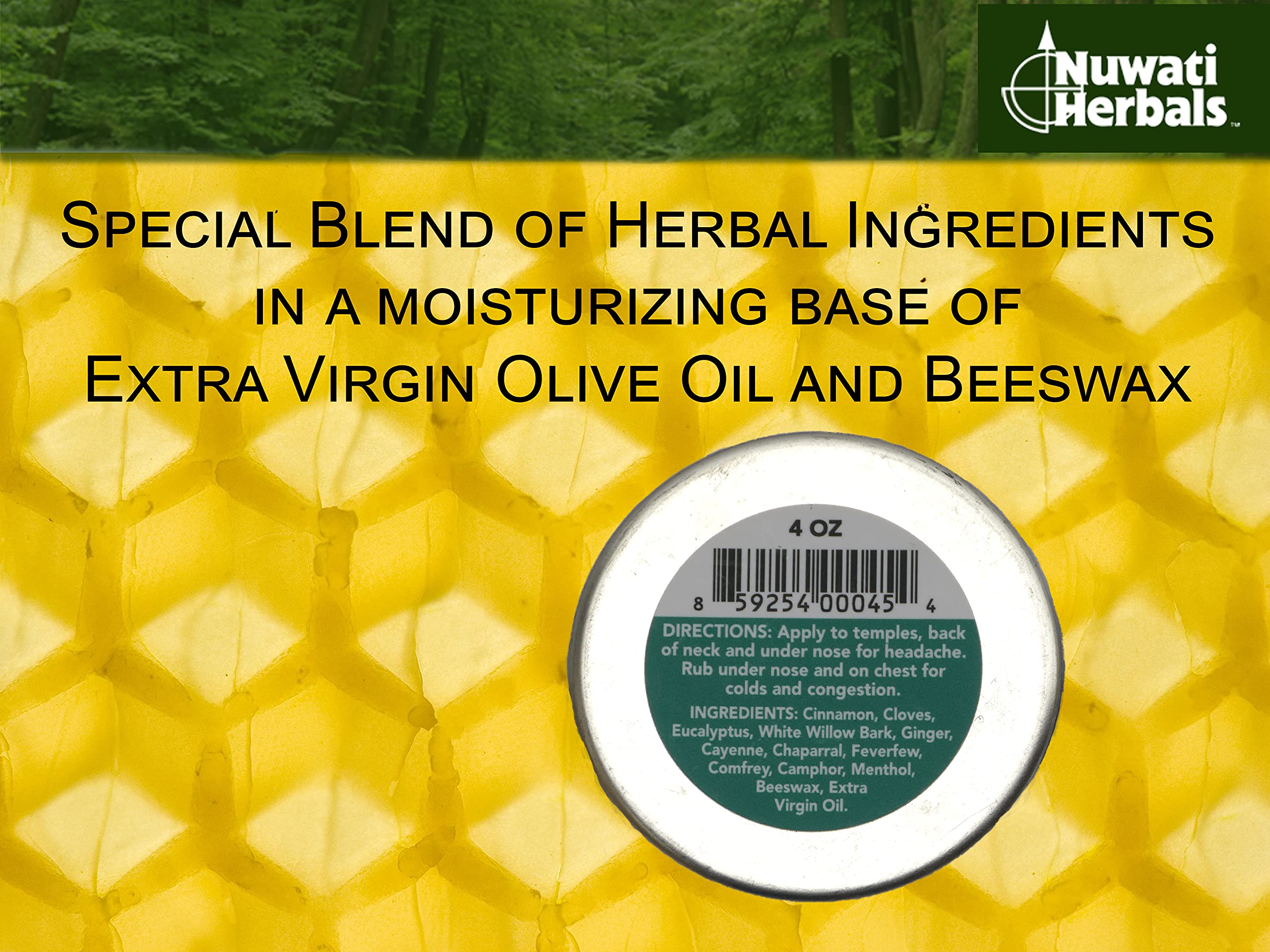 Nuwati Herbals Baume Quatre Directions Menthol rafraîchit et soutient les narines