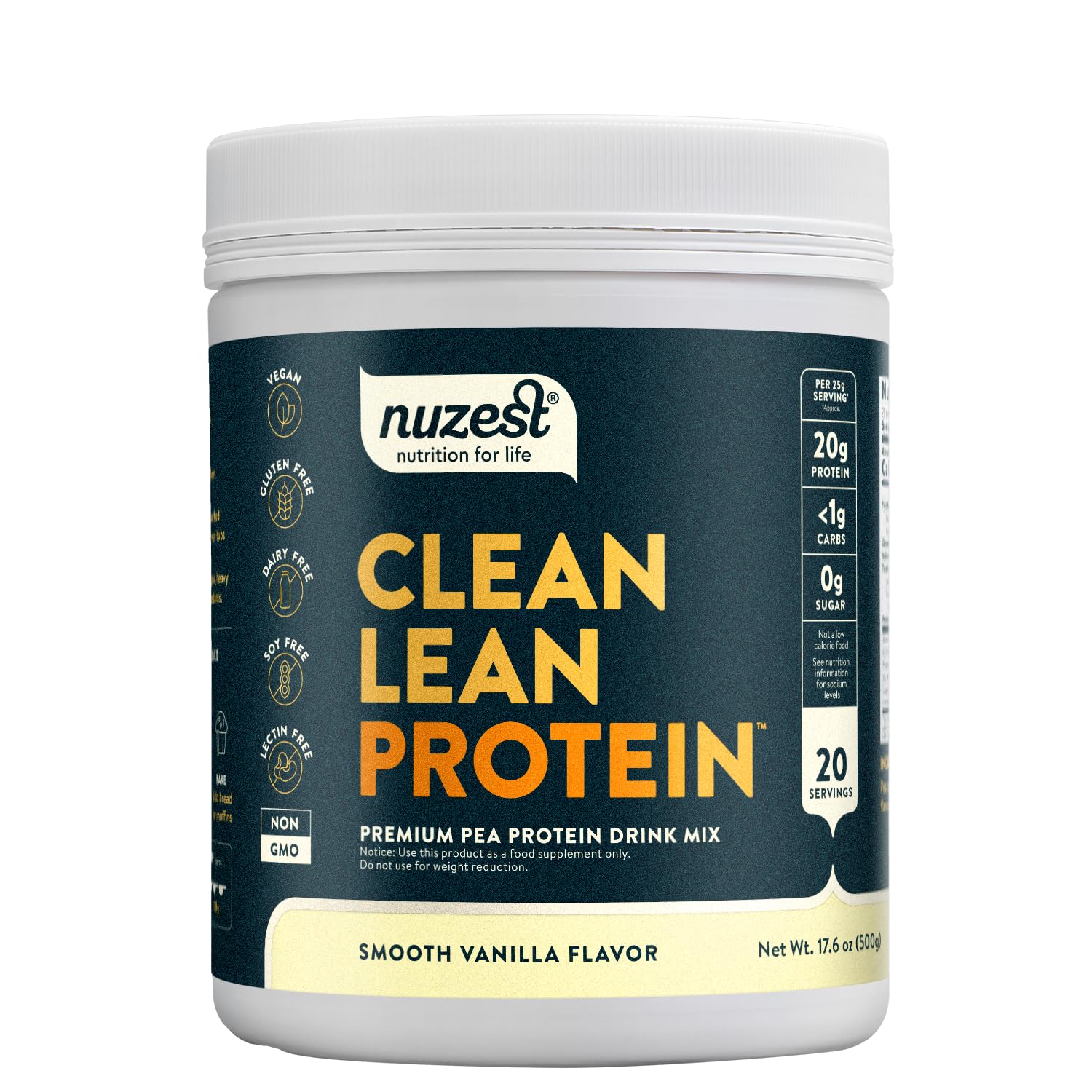 Nuzest Poudre protéinée pois vanille dans bouteille — pratique et prête à l'emploi