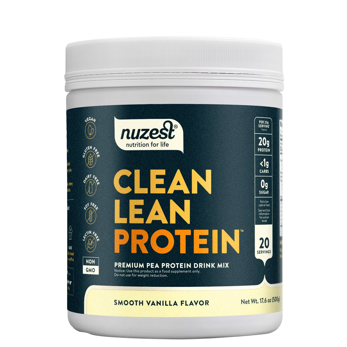 Nuzest Poudre protéinée pois vanille dans bouteille — pratique et prête à l'emploi