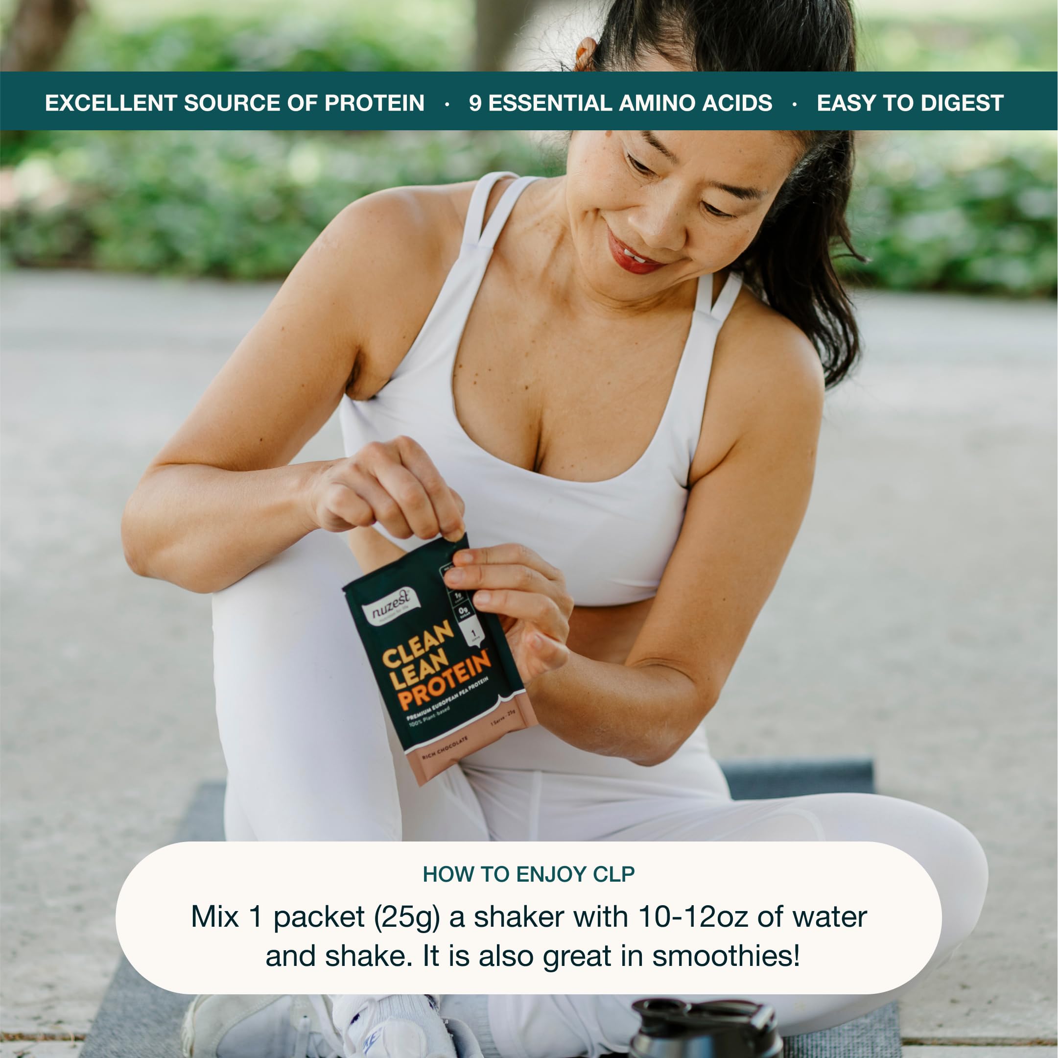 Profil d’acides aminés complets, protéines végétales Nuzest pour pois.