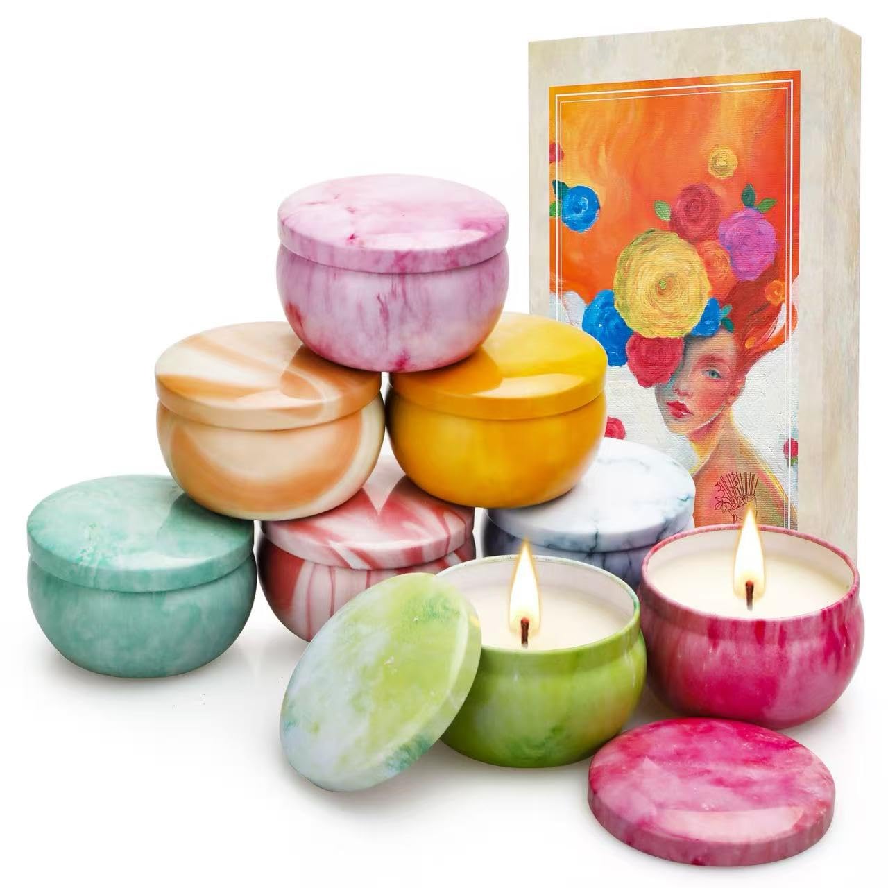 Bougies NVGCX ensemble art floral : ambiance chic et festive pour salon