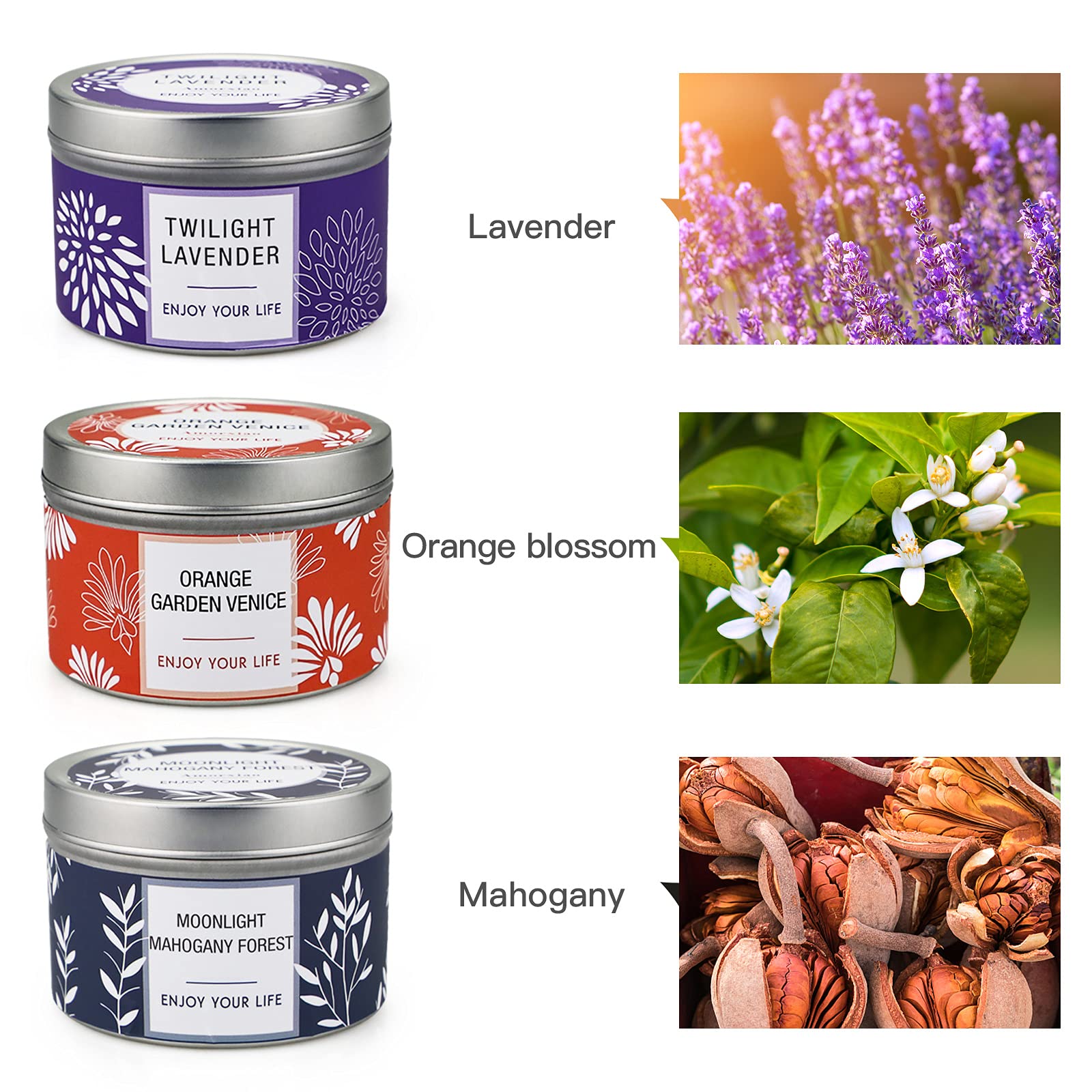 Bougie NVGCX fleur d’oranger, parfum frais pour espace accueillant.