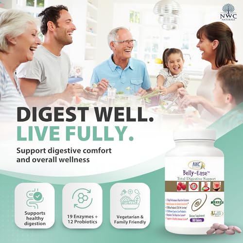 NWC Naturals Belly-Ease tablettes avec probiotiques pour digestion équilibrée