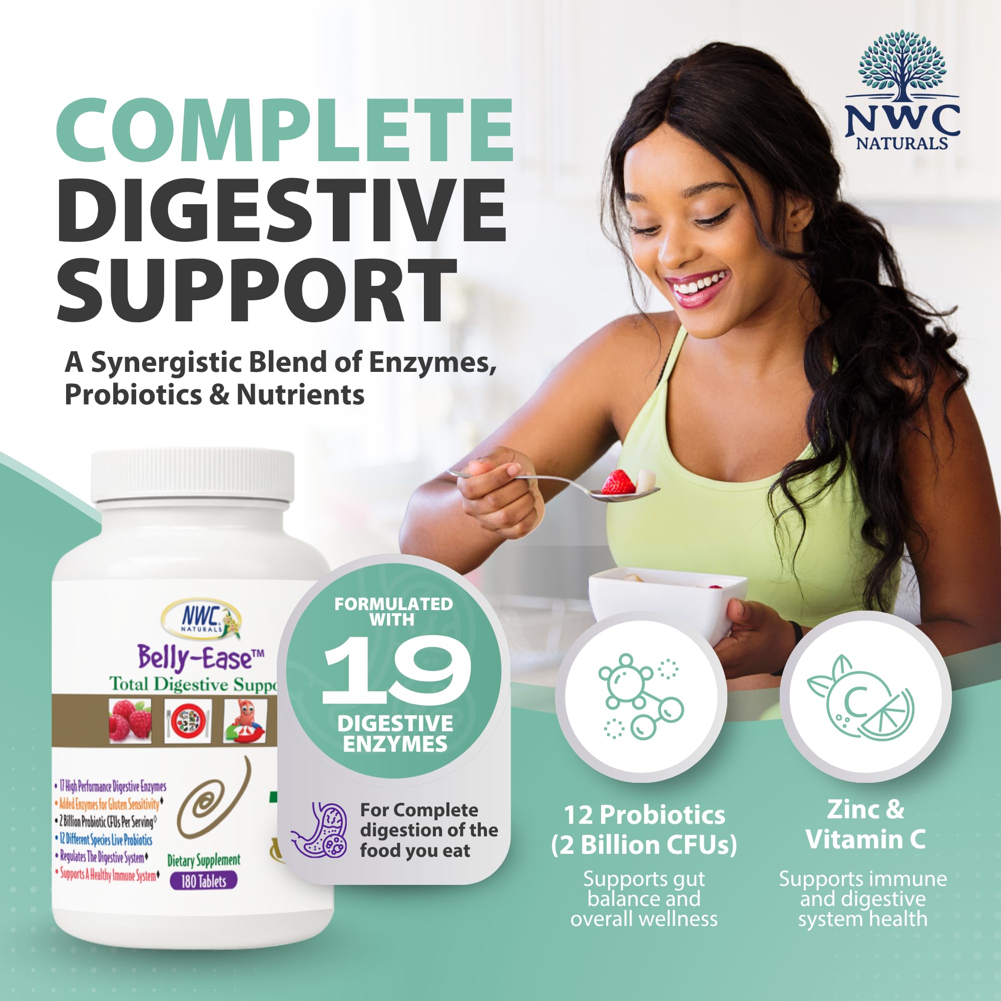 NWC Naturals Belly-Ease zinc et vitamine C pour le soutien immunitaire