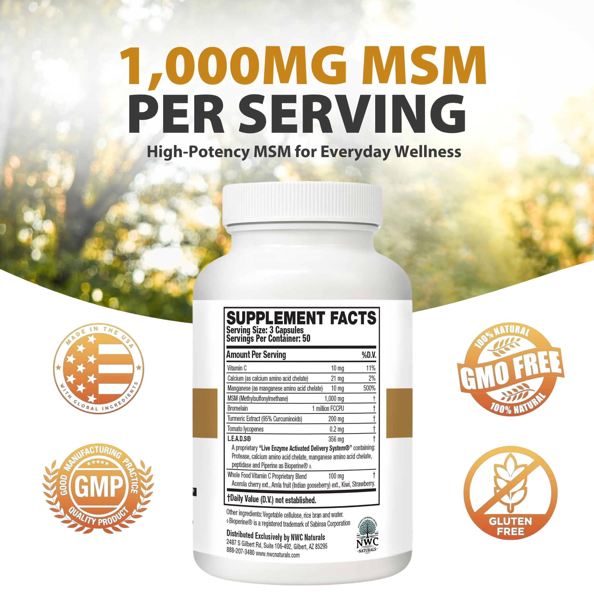 NWC Naturals MSM Gold – BioPerine améliore l'absorption des nutriments.