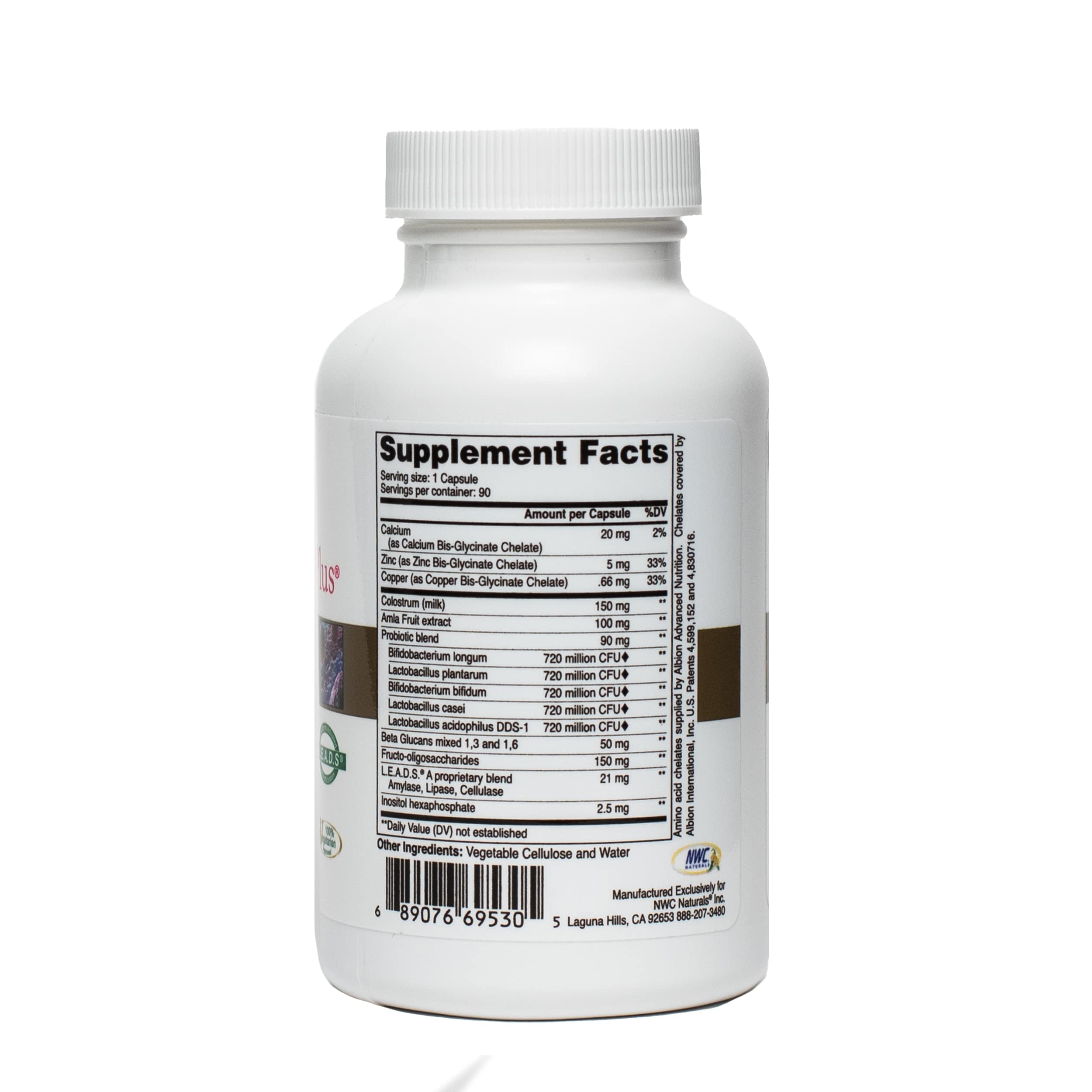Étiquette de Pro-Biotics Plus reflétant une formulation naturelle