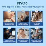 NYO3 graphique illustre l’omega-3 et les phospholipides dans la formulation.