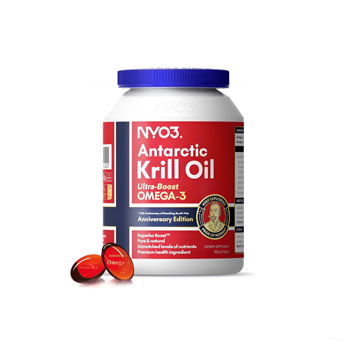 NYO3 huile krill antarctique 1000mg: capsules faciles à avaler, sans goût.