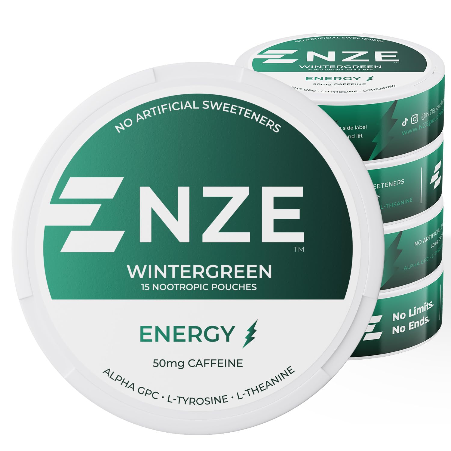 NZE Poche Caféine Nootrotiques Menthe Hivernale: énergie rapide sans sucre