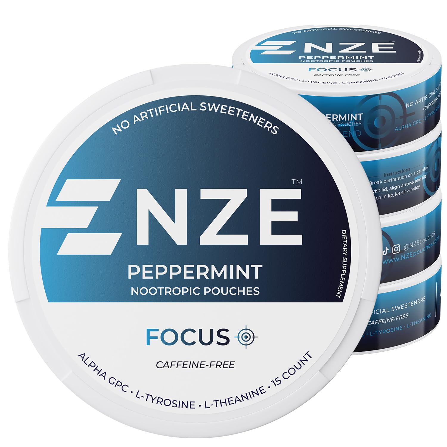 NZE Focus en boîte avec pochettes menthe, pratique pour concentration soutenue.