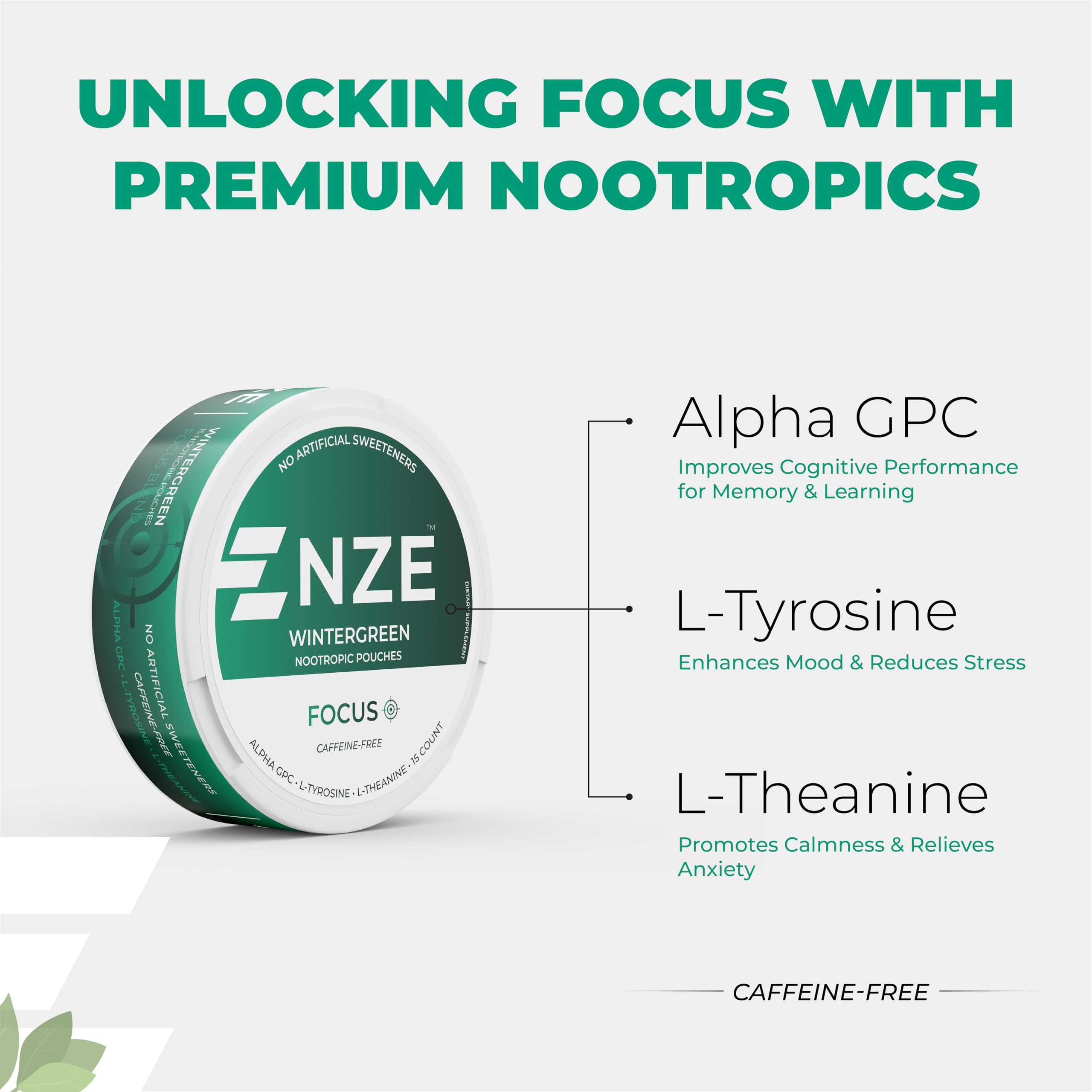 Poche NZE Focus L-Theanine pour clarté mentale douce
