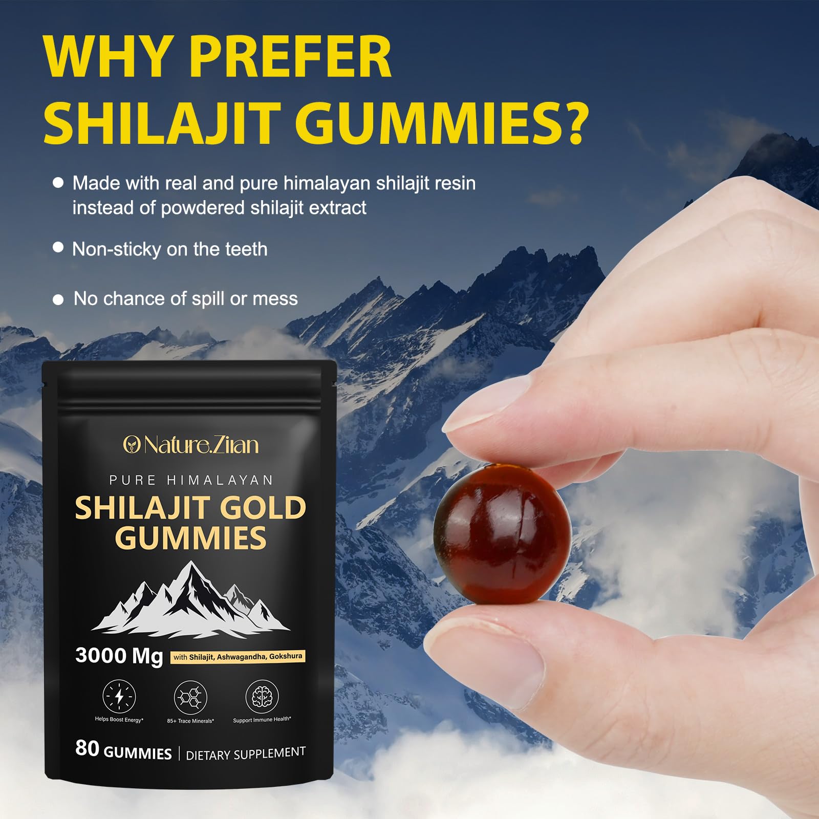 Gommes affichant Ashwagandha et Gokshura pour soutien naturel.