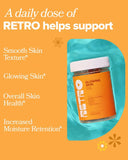 O Positiv RETRO GUMMIES : gomme pêche, texture agréable pour routine beauté quotidienne.