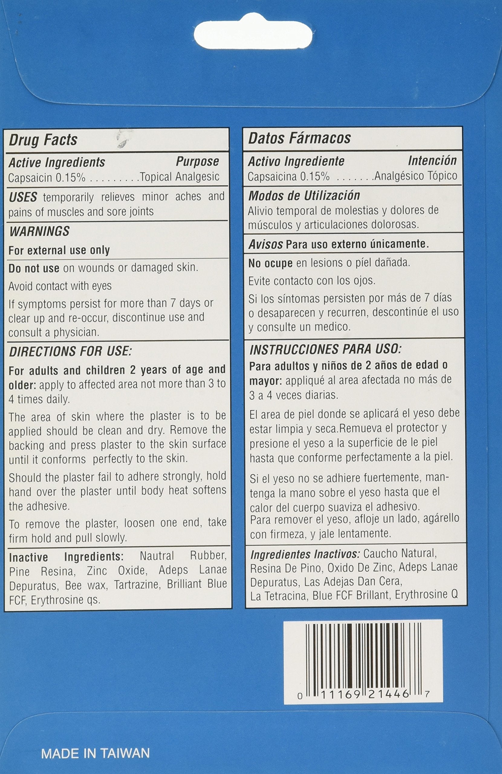 Application externe du plâtre Capsicum Guadalupano offrant chaleur locale.