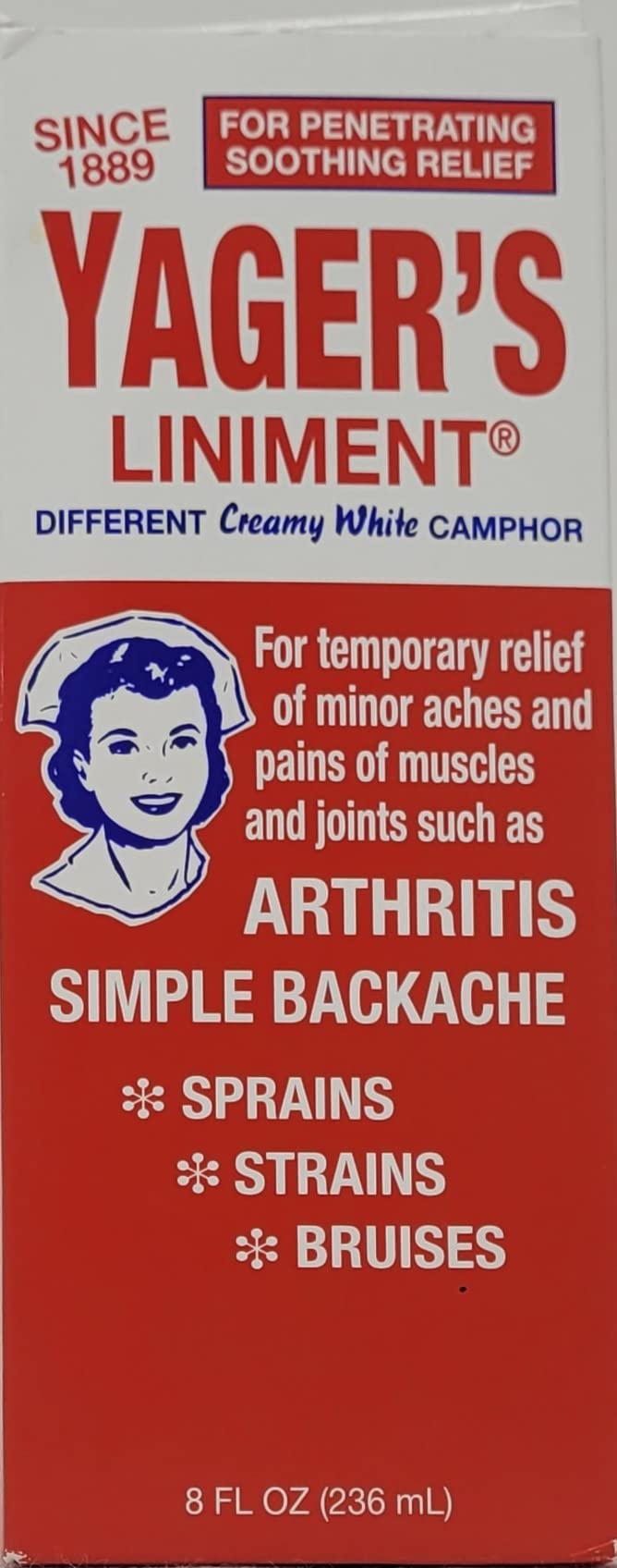 Yager’s Liniment OAKHURST 8onces: bouteille prête à l’emploi pour soulager douleurs et inconfort.