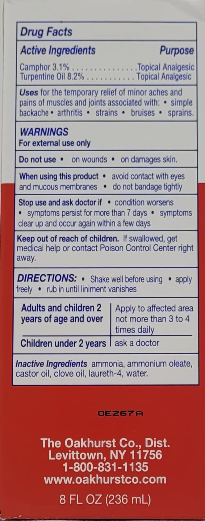 Yager’s Liniment OAKHURST 8onces: application douce favorise massage apaisant après effort.