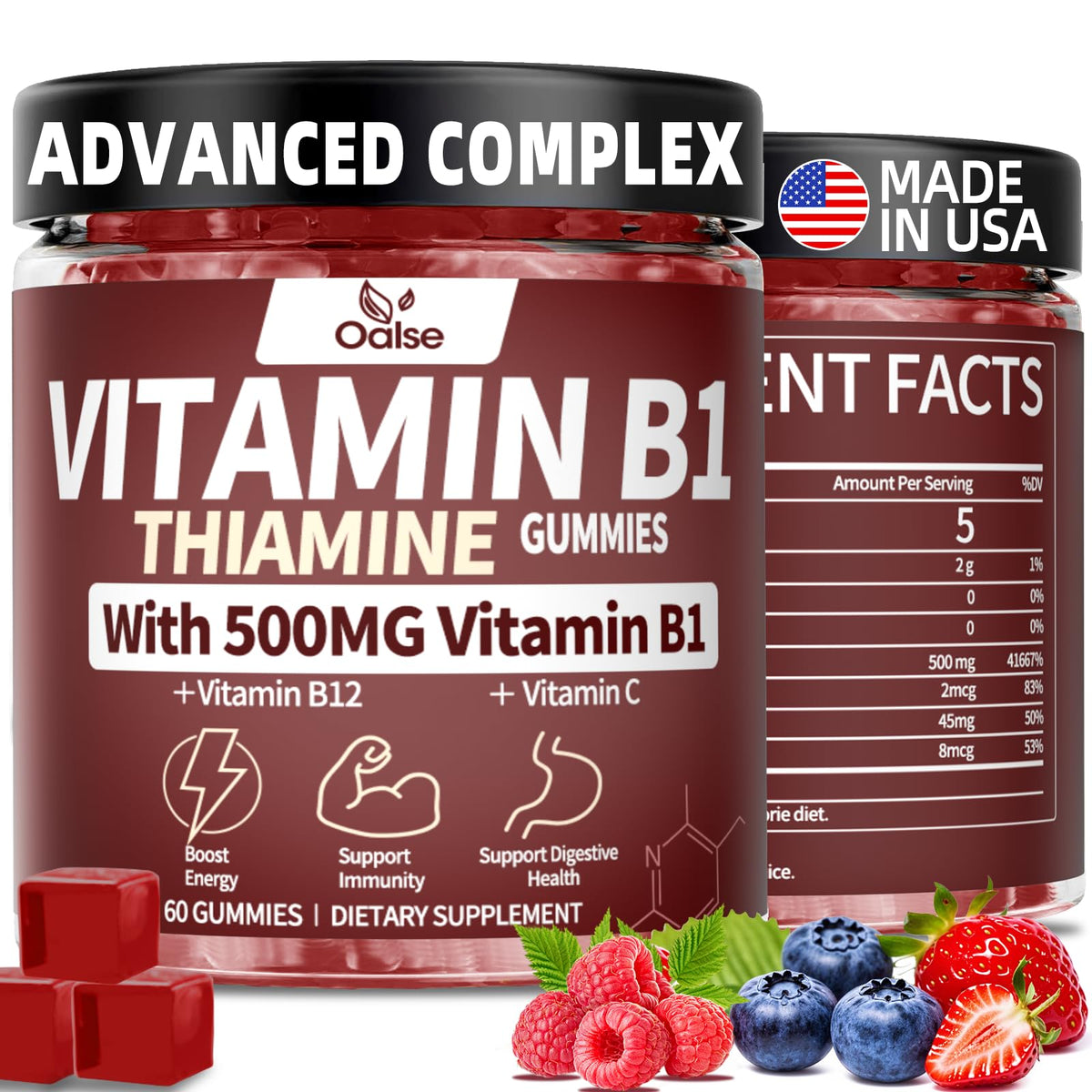 Gommes OALSE Thiamine B1 dans l’emballage, pratique et facile à emporter.