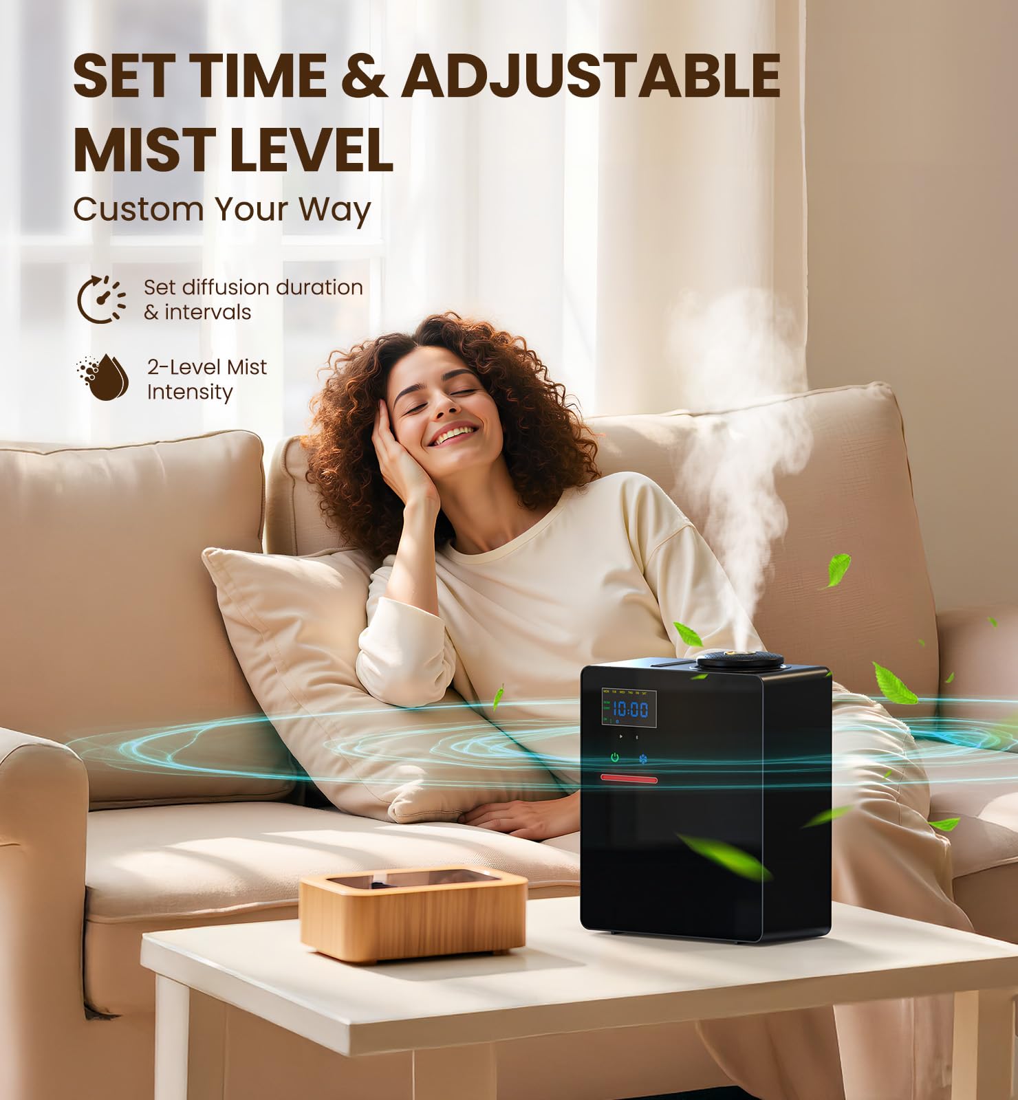 OANDYS diffuseur sans eau fonctionne silencieusement à 42 dB, idéal pour bureau ou chambre.