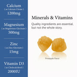 OASIS FORCE Gommes calcium 1200 mg D3 goût ananas, absorption douce.