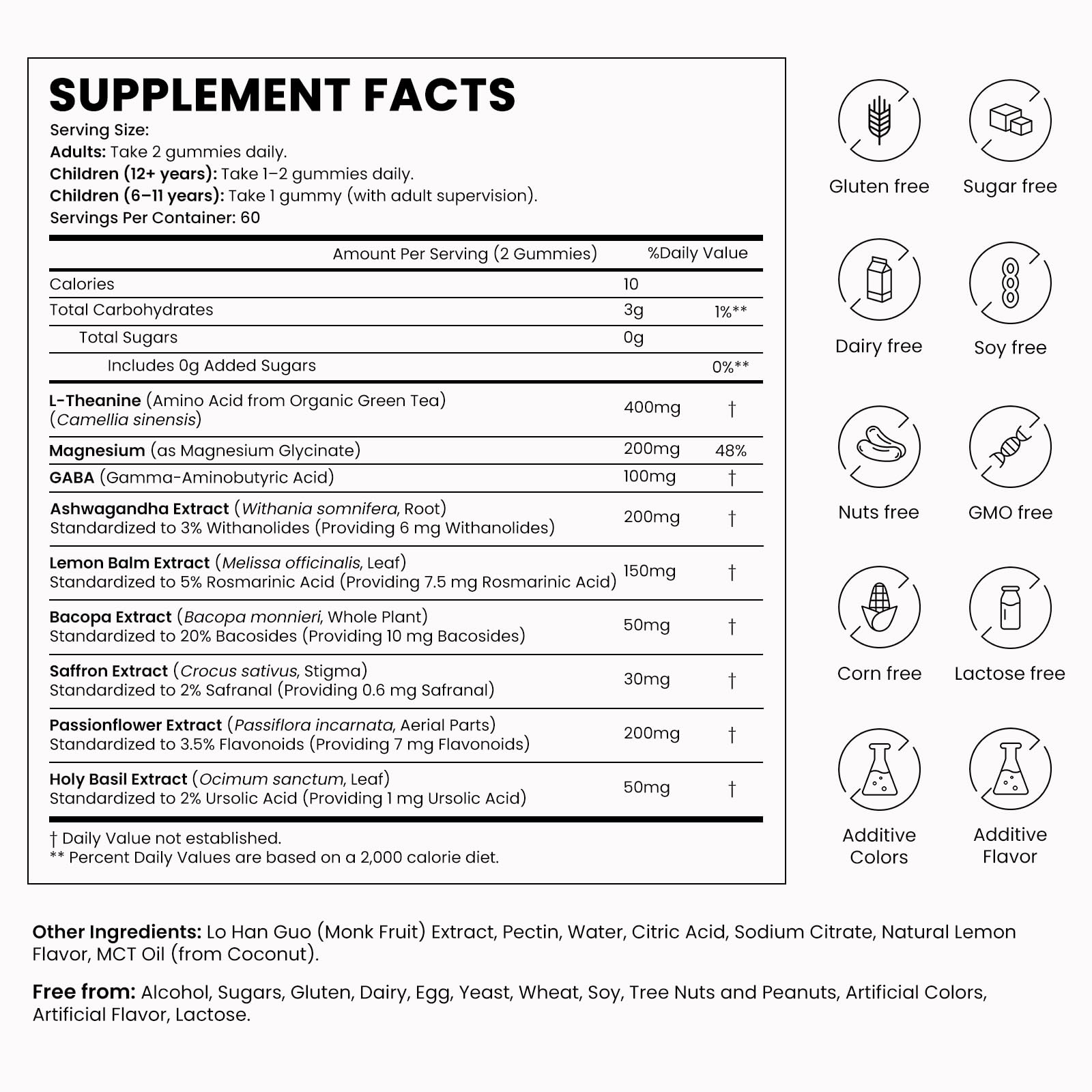 Oasis Force L-Theanine Gummies – texture vegan sans sucre ajouté et sans édulcorants artificiels.