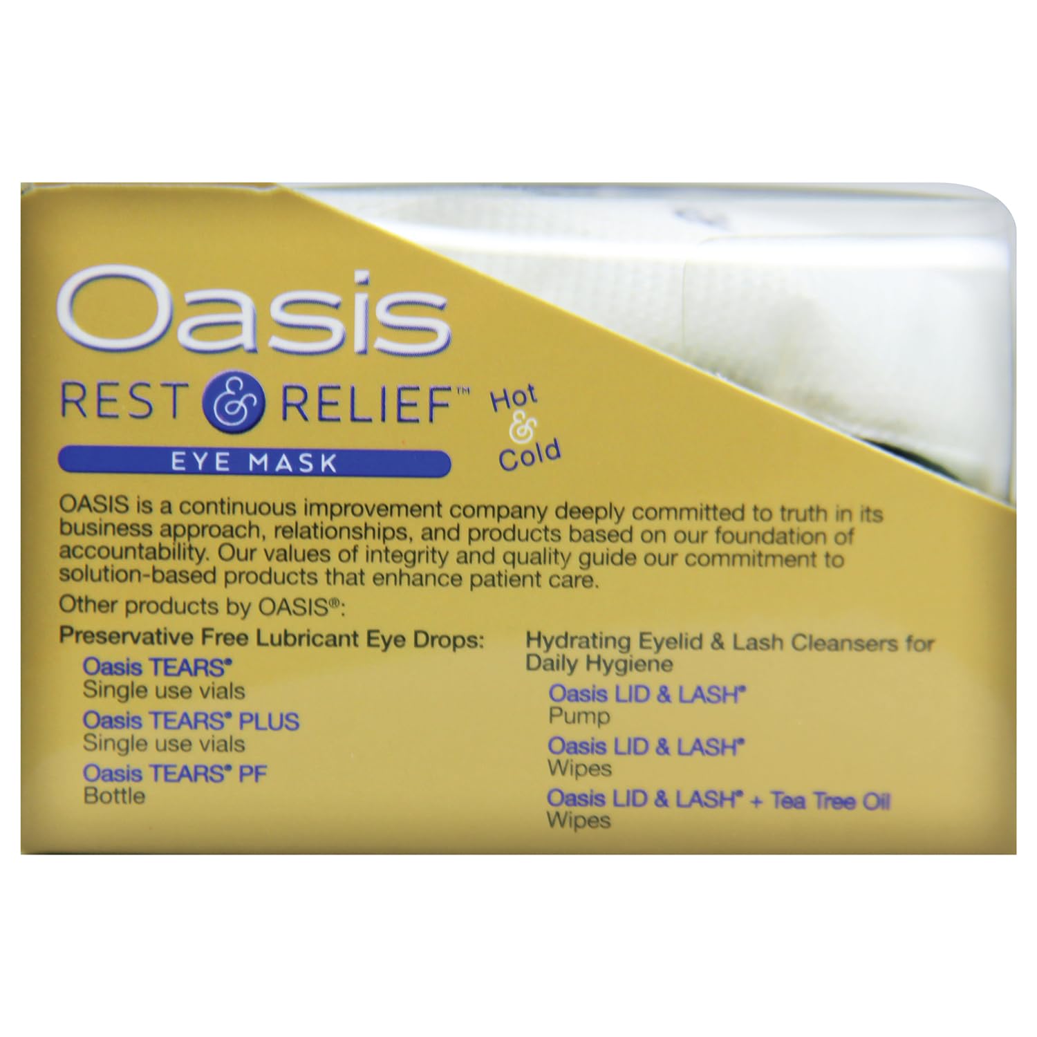 Oasis OM8000 masque yeux utilisation froide pour réduction d’inflammation
