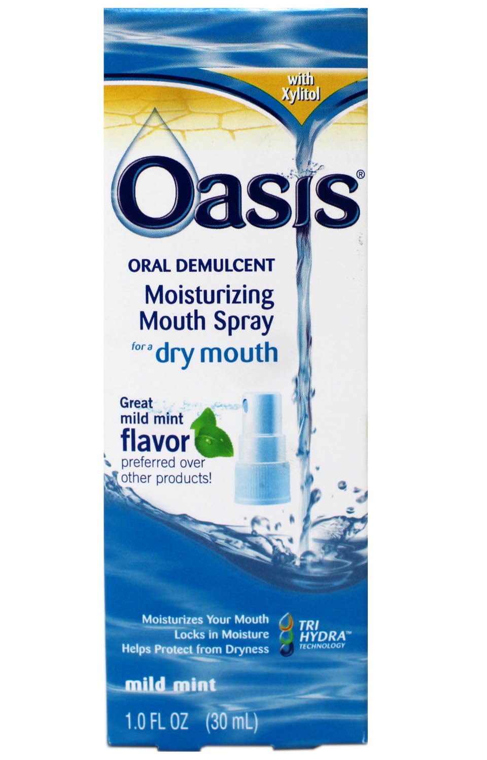 Oasis spray buccal menthe douce rafraîchissant la bouche.