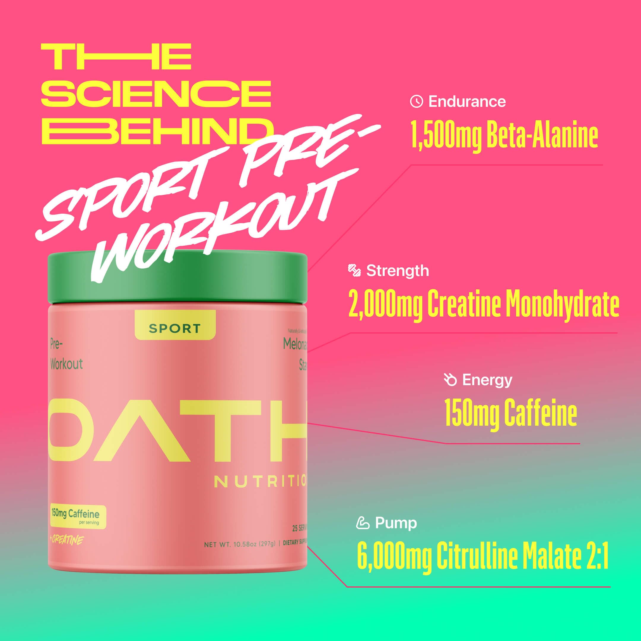 Étiquette et emballage du pré-entraînement Oath Nutrition Melonade Stand prêt à emporter