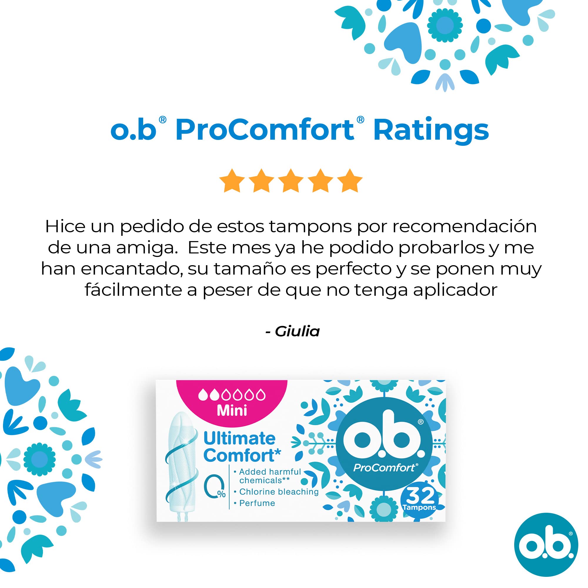 o.b ProComfort Mini possède un noyau absorbant végétal pour une sensation naturelle.