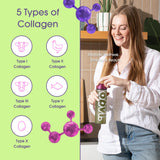 Étiquette Obvi Collagen Greens montrant ingrédients bio et sans sucre.