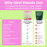 Pot Obvi Collagen Greens, 25 portions pour usage quotidien.