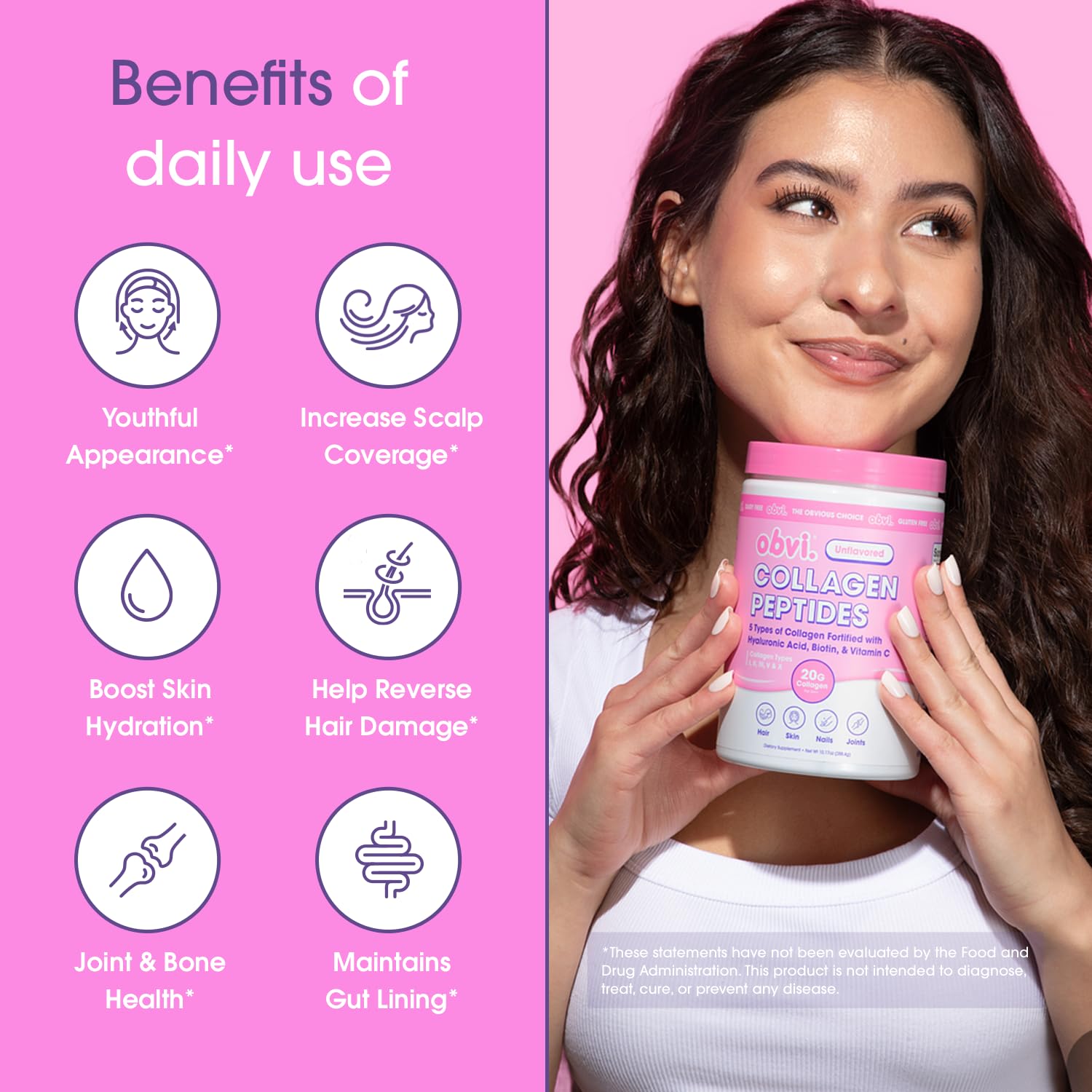 Obvi Collagen Peptides cuillere-dose: dosage précis pour intégrer chaque jour.
