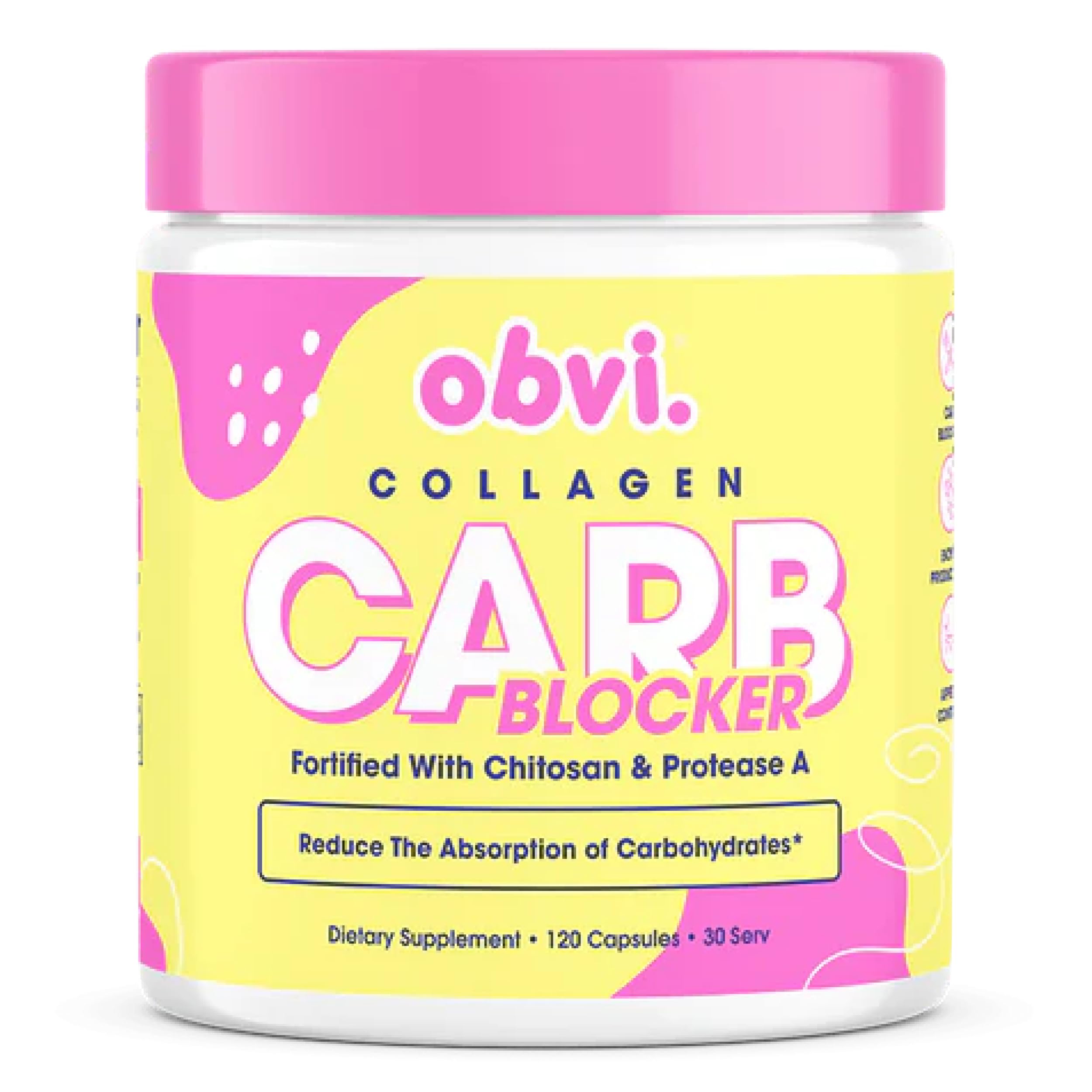Flacon Obvi Guilt-Free Carb Blocker : soutien discret après des repas riches en glucides.