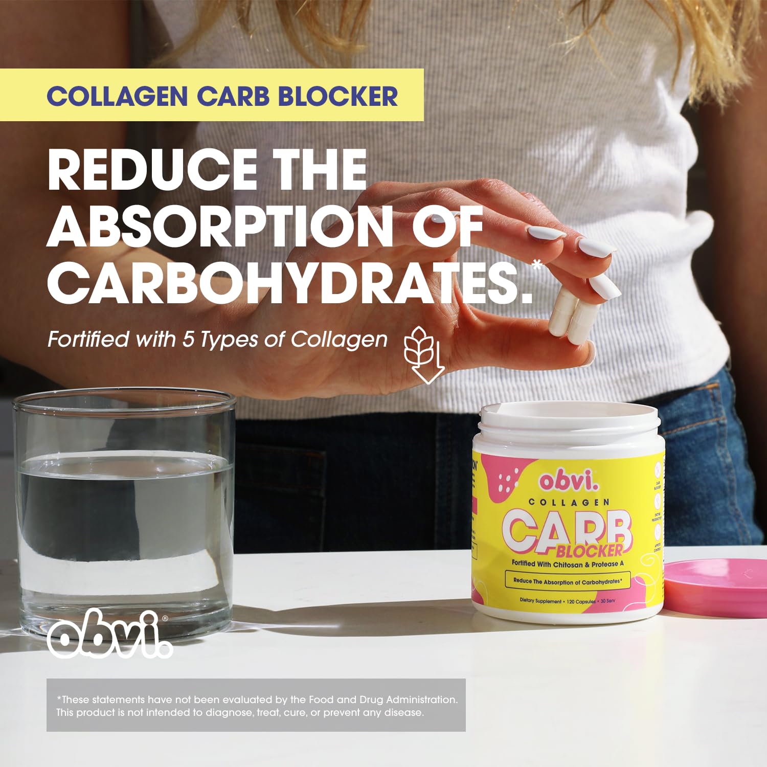 Emballage Obvi Guilt-Free Carb Blocker : planification simple pour des repas équilibrés.