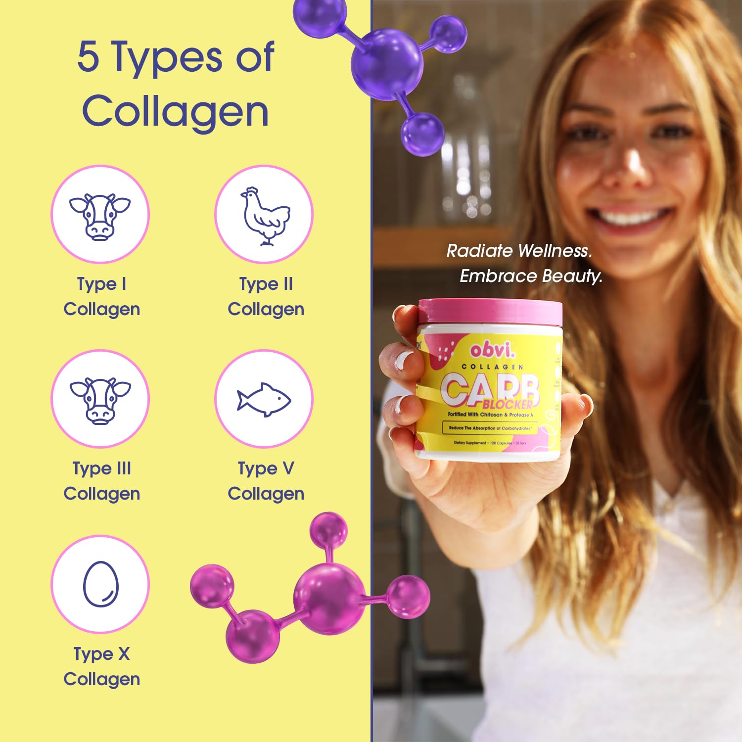Ingrédients actifs Obvi Guilt-Free Carb Blocker : extrait de haricot blanc et soutien digestif.