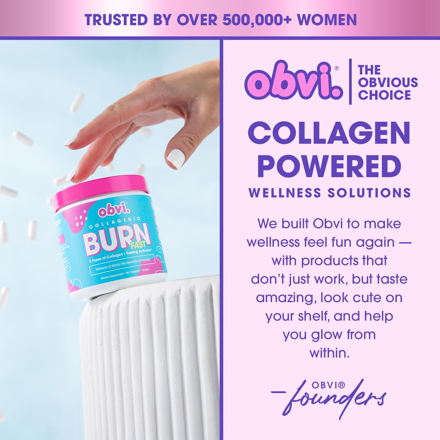 Obvi Multi Collagen Burn Fast — scène petit-déjeuner et routine bien-être.