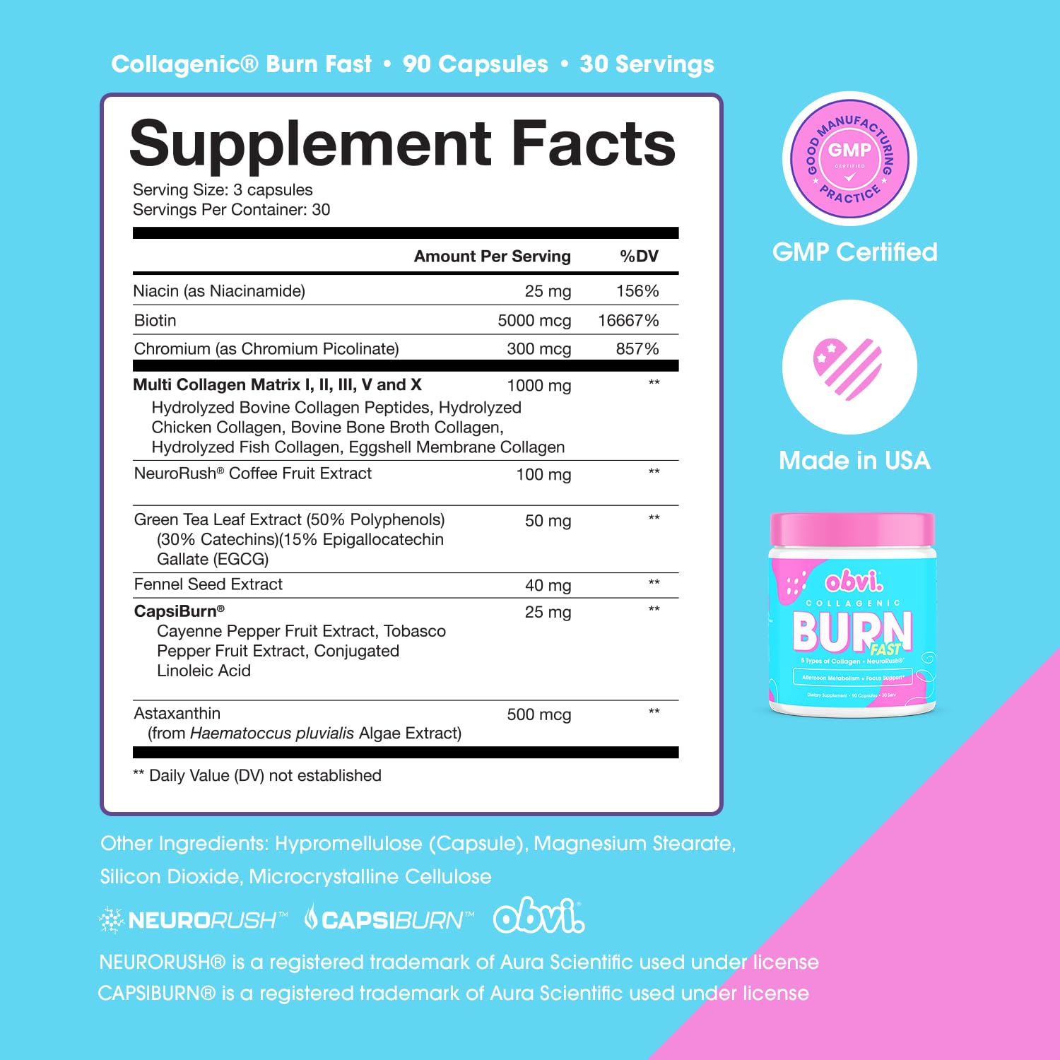 Obvi Multi Collagen Burn Fast — utilisation simple avec un verre d'eau.