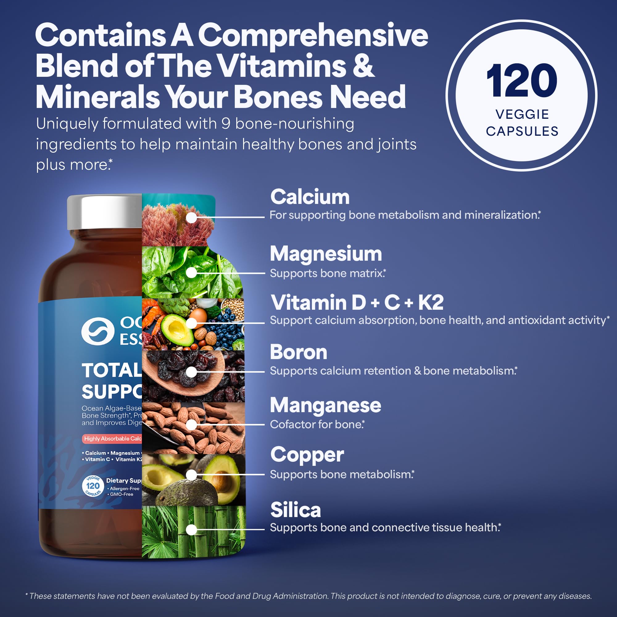 OCEAN ESSENCE Total Bone Support: prise quotidienne facilitant l'apport en calcium.