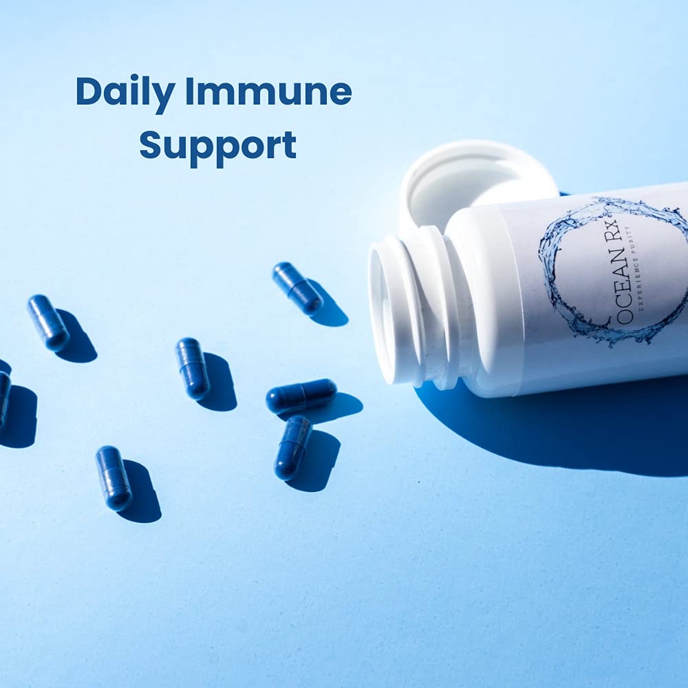 Emballage Ocean Rx Spiruline bleue indiquant ingrédients organiques.