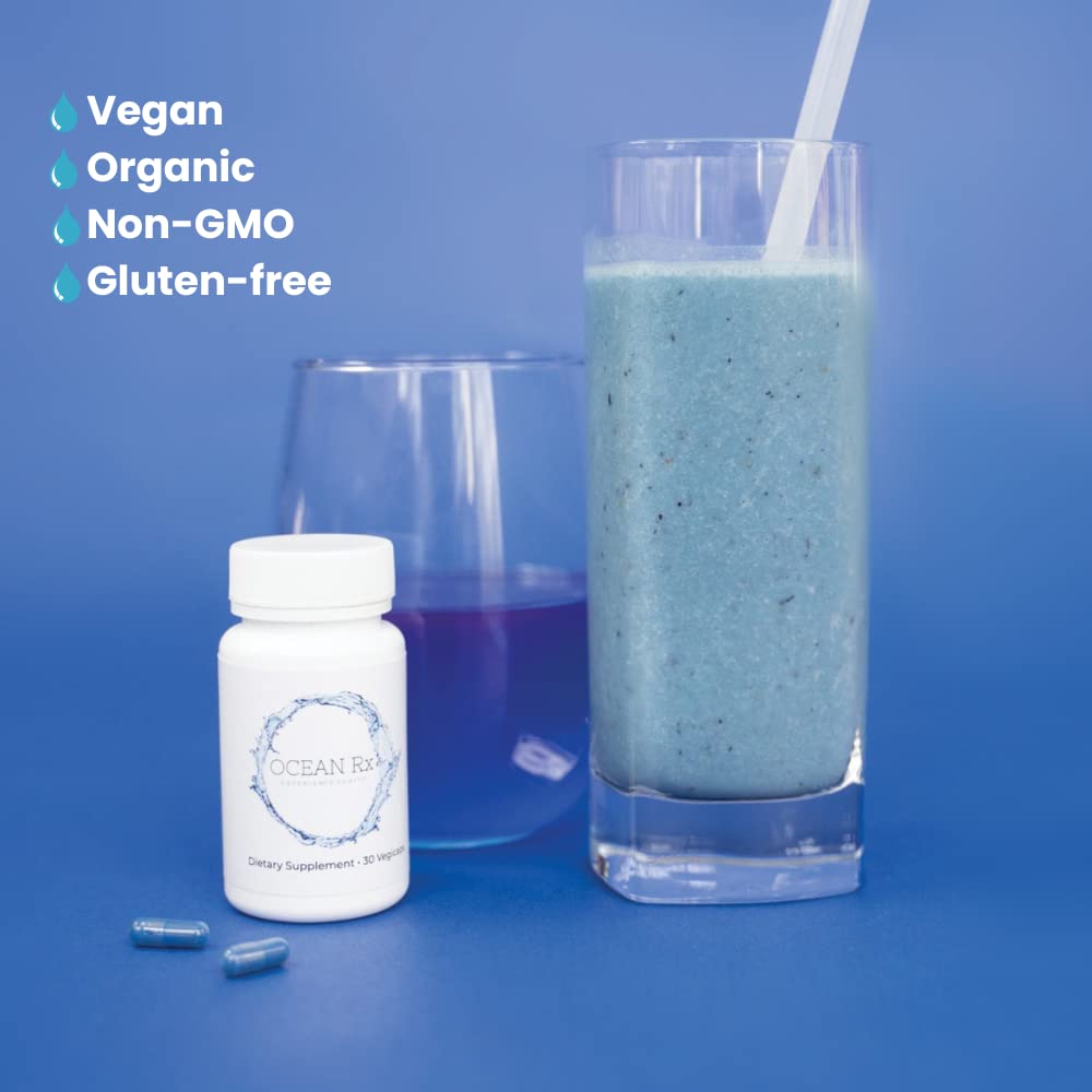 Versement des gélules Ocean Rx Spiruline bleue, geste rapide et facile.
